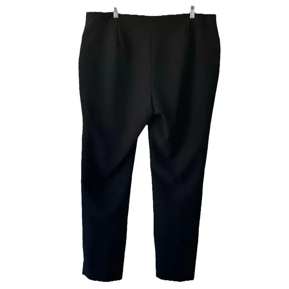 Vince Camuto Dress Slacks Black Flat Front Pants Size 14 Hemmed Front Pockets
